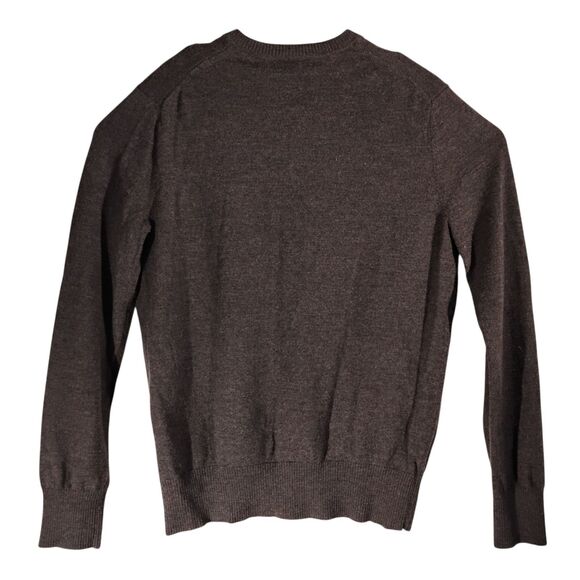 Banana Republic sweater mens L LArge gray 100% extra fine merino wool v-neck - Picture 2 of 7